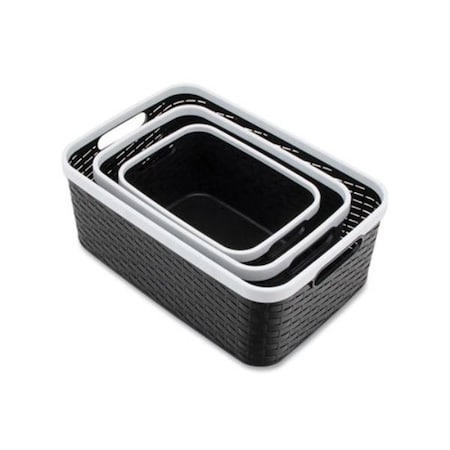 Workstationpro Open Lid Storage Bin, Black & White, 3PK TH3205600